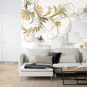 Papier Peint Abstract Floral And Butterfly Background With Frame For 3D Living Room Bedroom Tv 3D Wallpaper Home Decoration Mural Wallpaper For Walls – Image 6