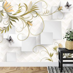 Papier Peint Abstract Floral And Butterfly Background With Frame For 3D Living Room Bedroom Tv 3D Wallpaper Home Decoration Mural Wallpaper For Walls – Image 7