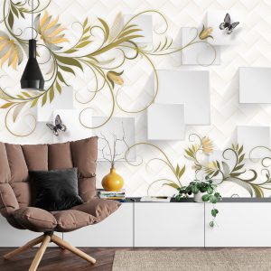Papier Peint Abstract Floral And Butterfly Background With Frame For 3D Living Room Bedroom Tv 3D Wallpaper Home Decoration Mural Wallpaper For Walls – Image 4