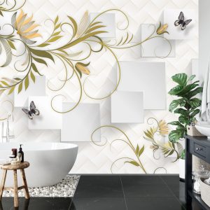Papier Peint Abstract Floral And Butterfly Background With Frame For 3D Living Room Bedroom Tv 3D Wallpaper Home Decoration Mural Wallpaper For Walls – Image 5