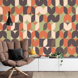 Papier Peint Retro Pattern, Geometric Colorful Abstract – Image 4