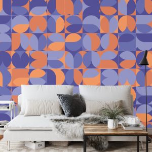 Papier Peint Retro Pattern, Geometric Colorful Abstract – Image 3