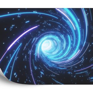 Papier Peint Flying Inside Digital Data Tunnel. Futuristic Abstract Background With Neon Rays. Concept For Big Data, Blockchain, Cryptocurreny, Internet, Hyperspace And Space Travel. 4K 3D Render – Image 2