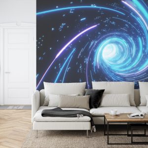 Papier Peint Flying Inside Digital Data Tunnel. Futuristic Abstract Background With Neon Rays. Concept For Big Data, Blockchain, Cryptocurreny, Internet, Hyperspace And Space Travel. 4K 3D Render – Image 6