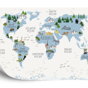 Papier Peint Animals World Map For Kids Wallpaper Design – Image 2