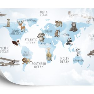 Papier Peint Animals World Map For Kids Wallpaper Design – Image 2