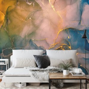 Papier Peint Alcohol Ink Colors Translucent. Abstract Multicolored Marble Texture Background. Design Wrapping Paper, Wallpaper. Mixing Acrylic Paints. Modern Fluid Art. Alcohol Ink Pattern – Image 3