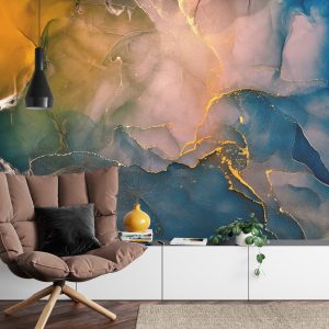 Papier Peint Alcohol Ink Colors Translucent. Abstract Multicolored Marble Texture Background. Design Wrapping Paper, Wallpaper. Mixing Acrylic Paints. Modern Fluid Art. Alcohol Ink Pattern – Image 4