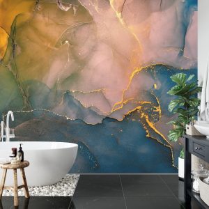 Papier Peint Alcohol Ink Colors Translucent. Abstract Multicolored Marble Texture Background. Design Wrapping Paper, Wallpaper. Mixing Acrylic Paints. Modern Fluid Art. Alcohol Ink Pattern – Image 5