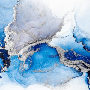 Papier Peint Blue Silver Abstract Background Of Marble Liquid Ink Art Painting On Paper . Image Of Original Artwork Watercolor Alcohol Ink Paint On High Quality Paper Texture . – Image 1