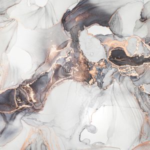 Papier Peint Luxury Abstract Fluid Art Painting In Alcohol Ink Technique, Mixture Of Black, Gray And Gold Paints. Imitation Of Marble Stone Cut, Glowing Golden Veins. Tender And Dreamy Design. – Image 1