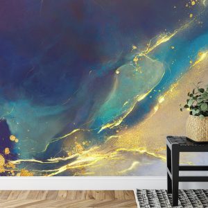 Papier Peint Golden Abstract Elements With Watercolor Texture – Image 7