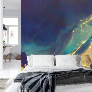 Papier Peint Golden Abstract Elements With Watercolor Texture – Image 8