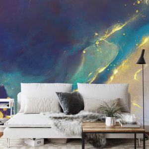 Papier Peint Golden Abstract Elements With Watercolor Texture – Image 3