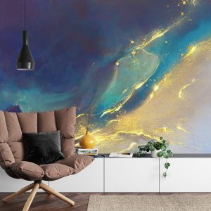 Papier Peint Golden Abstract Elements With Watercolor Texture – Image 4