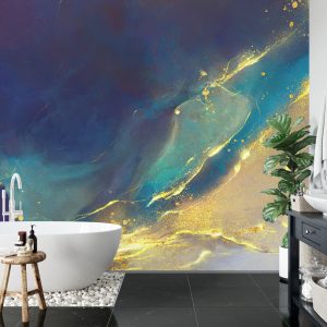 Papier Peint Golden Abstract Elements With Watercolor Texture – Image 5