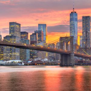 Papier Peint Lower Manhattan Skyline And Brooklyn Bridge – Image 1
