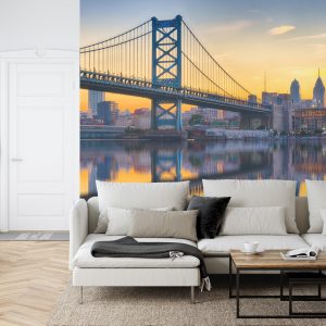 Papier Peint Philadelphia Sunset Skyline Refection – Image 6