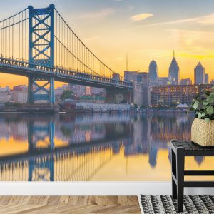 Papier Peint Philadelphia Sunset Skyline Refection – Image 7