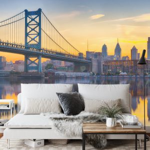 Papier Peint Philadelphia Sunset Skyline Refection – Image 3