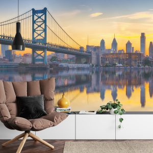 Papier Peint Philadelphia Sunset Skyline Refection – Image 4