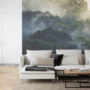 Papier Peint Landscape Of Asia Tropical Rainforest, Canopy Tree Of Jungle Green Forest Park Outdoor, Nature Environment Mountain View, Concept Of Freedom Relaxation In Holiday For Spa Yoga And Retreat – Image 6