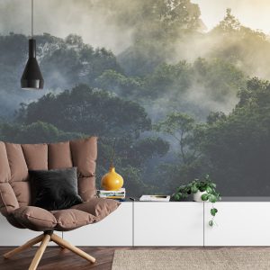 Papier Peint Landscape Of Asia Tropical Rainforest, Canopy Tree Of Jungle Green Forest Park Outdoor, Nature Environment Mountain View, Concept Of Freedom Relaxation In Holiday For Spa Yoga And Retreat – Image 4