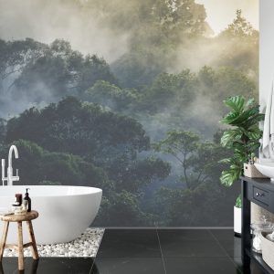 Papier Peint Landscape Of Asia Tropical Rainforest, Canopy Tree Of Jungle Green Forest Park Outdoor, Nature Environment Mountain View, Concept Of Freedom Relaxation In Holiday For Spa Yoga And Retreat – Image 5
