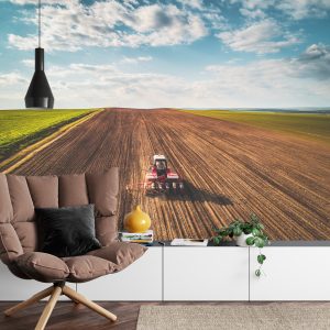 Papier Peint Vue Aérienne D'un Tracteur Dans Un Champ – Image 4