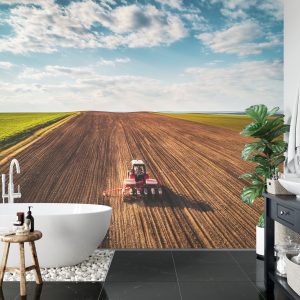 Papier Peint Vue Aérienne D'un Tracteur Dans Un Champ – Image 5