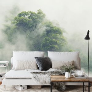 Papier Peint Tropical Forest In Japan, Nature Jungle With Green Tree And Fog, Concept Of Zin Therapy Comfortable Freedom Relaxing For Spa And Yoga, Eco Natural Sustainable Conservation – Image 3