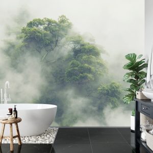 Papier Peint Tropical Forest In Japan, Nature Jungle With Green Tree And Fog, Concept Of Zin Therapy Comfortable Freedom Relaxing For Spa And Yoga, Eco Natural Sustainable Conservation – Image 5