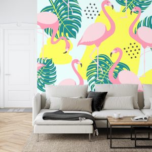 Papier Peint Feuilles Et Flamants Roses – Image 6