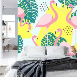 Papier Peint Feuilles Et Flamants Roses – Image 8