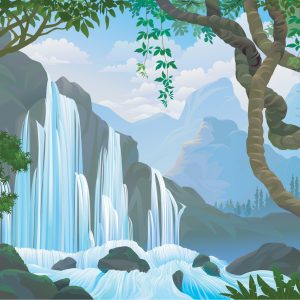 Papier Peint Cascade Dans La Jungle – Image 1