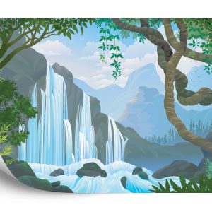 Papier Peint Cascade Dans La Jungle – Image 2