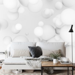 Papier Peint Boules Blanches 3D – Image 3