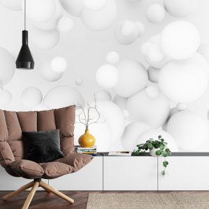 Papier Peint Boules Blanches 3D – Image 4