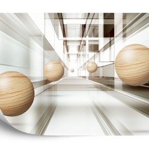 Papier Peint Boules En Bois 3D – Image 2
