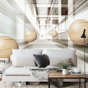 Papier Peint Boules En Bois 3D – Image 3