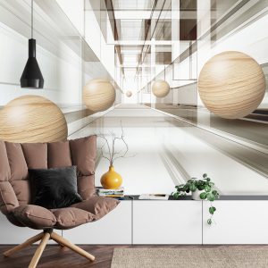 Papier Peint Boules En Bois 3D – Image 4