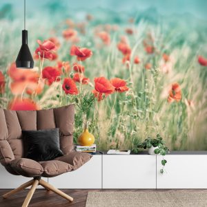 Papier Peint Coquelicots Sauvages Sur La Prairie – Image 4