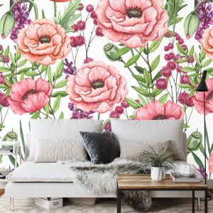 Papier Peint Coquelicots Aquarelle – Image 3