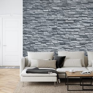 Papier Peint Pierre Ardoise Dans Nuances De Gris – Image 6