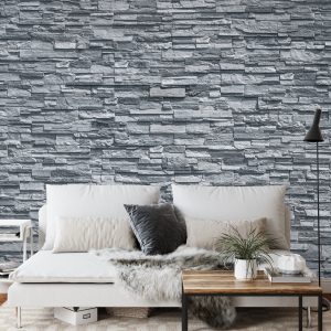 Papier Peint Pierre Ardoise Dans Nuances De Gris – Image 3