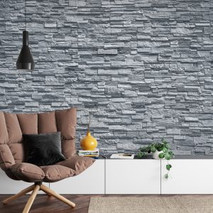 Papier Peint Pierre Ardoise Dans Nuances De Gris – Image 4