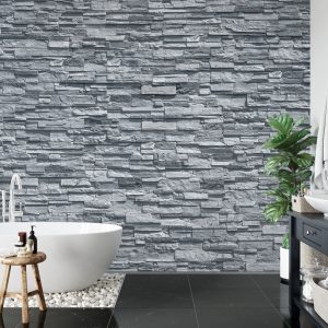 Papier Peint Pierre Ardoise Dans Nuances De Gris – Image 5