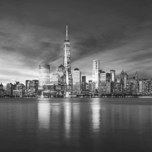 Papier Peint Lever Du Soleil À New York En Noir Et Blanc – Image 1