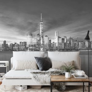 Papier Peint Lever Du Soleil À New York En Noir Et Blanc – Image 3