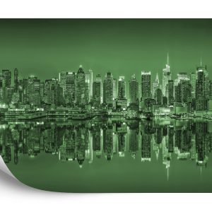 Papier Peint Reflets De New York En Vert – Image 2